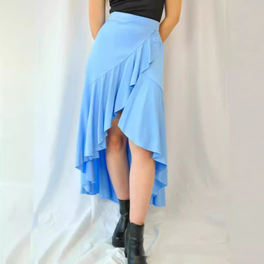 European And American Solid Color Stitching Drape Dovetail Rubber Band High Waist Fashion Leisure Women's Skirt